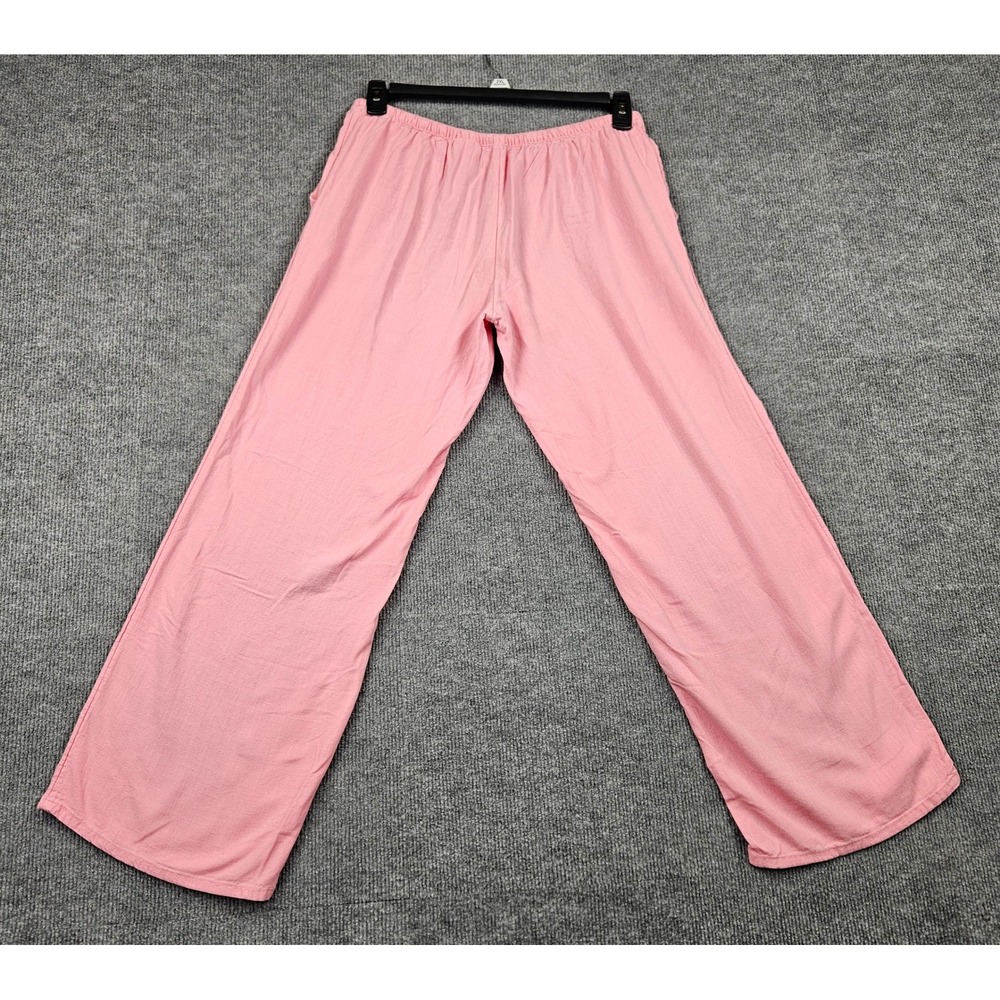 H&M Divided Women Pink Wide Leg Linen Blend Lounge Pants Drawstring Size M